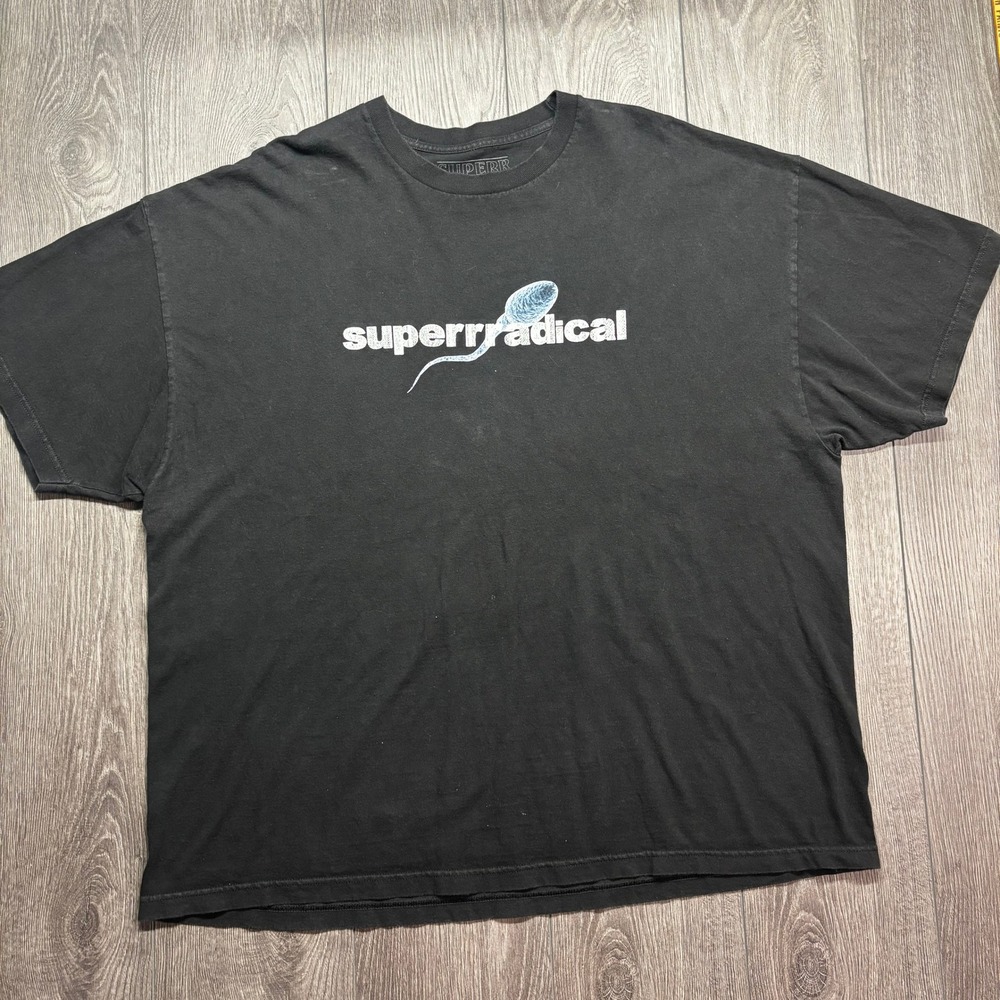Superradical Sprm Mens Graphic Shirt Black Streetwear Sperm Logo Tee Size XXL
